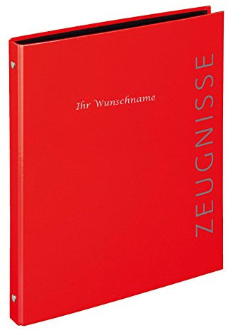 Zeugnismappe mit silbergefärbter Gravur / Zeugnisringbuch / Farbe: rot
