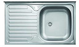 Lavello da appoggio 50 x 80 cm vasca a sinistra gocciolatoio destra