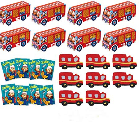 KSS großes 24 Teiliges Feuerwehr - Set für Kindergeburtstag, Tombola, Verlosung, Mitgebsel, Feuerwehr