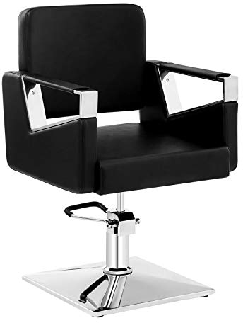 Physa Friseurstuhl Bristol hydraulisch höhenverstellbar 460-570 mm 360°-drehbar belastbar bis 200 kg Schwarz Stahl/Kunstleder Friseursessel Drehstuhl Friseur-Stuhl Barber-Stuhl
