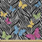 ABAKUHAUS Bunt Stoff als Meterware, Schmetterlinge auf Zebra, Microfaser Stoff für Kunsthandwerke und Dekoration, 5M (230x500cm), Gelb Blau Rosa