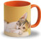 LOOXIS Mug personnalisé, à créer soi-même, à partir de sa photo + texte, différentes couleurs - Idée de cadeau anniversaire, mariage - impression panoramique sans bordure possible, 325ml. Orange
