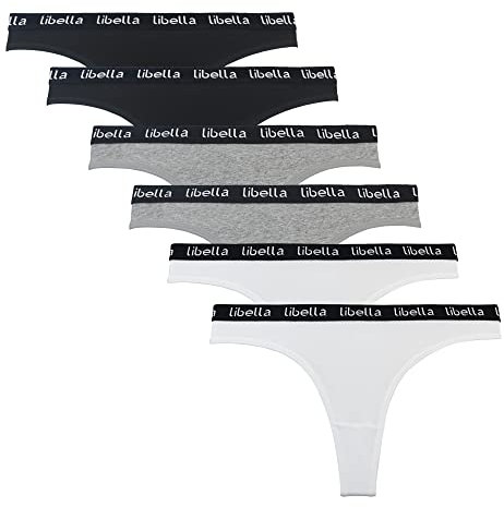 Libella Tanga Damen Baumwolle Unterwäsche Damen Tangas g String Damen Thong Unterhosen 6er-Pack 3207BWG M