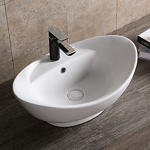 Art-of-Baan® Design-Waschbecken aus Keramik I hochwertiges Handwaschbecken mit Lotus-Effekt I kleines Aufsatzwaschbecken in hochglanz weiß I Maße: 590 x 390 x 220 mm