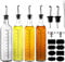 WERTIOO 17 OZ Olive Oil Dispenser Bottle, 4 Pack Glass Oil and Vinegar Dispenser Set Container with 6 pcs Stainless Steel Pour Spouts Funnel & Pen and Tag for Kitchen
