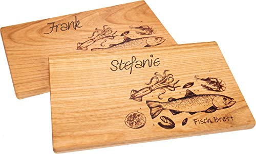 K/A SCHNEIDEBRETT Kirsche GEÖLT - 30 X 18 X 1,5 cm - FISCHBRETT INCL NAMENSGRAVUR