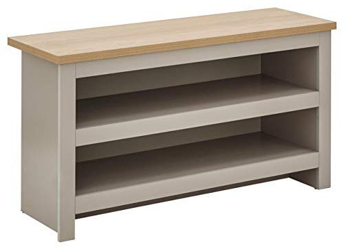 GFW The Furniture Warehouse Lancaster Oak Top Shoe Bench, Shelf Storage up to 8 Pairs - Blue, Cream or Grey#Grey