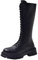 Stivali in Pelle Nera da Combattimento Esercito Stivali da Donna in Pelle Antiscivolo Slip-on Punta Tonda Scarpe con Tacco Basso Western (37,Nero)