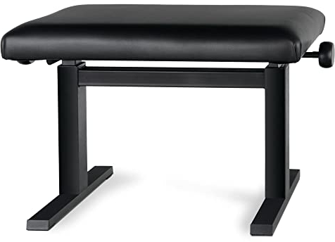 Classic Cantabile Pianobank Hydraulisch Schwarz - Sitzhöhe mittels Öldruckfedern von 46 bis 61 cm verstellbar - Schwarzer Sitzbezug aus Kunstleder - Große Sitzfläche: 68 x 35 cm - Schwarz