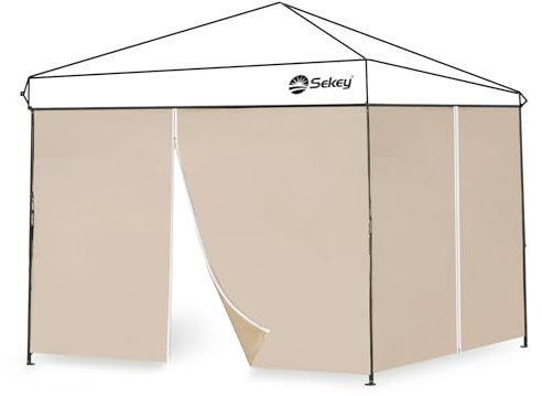 Sekey 2 Paneles Laterales con Cremallera, Paredes Laterales para 3x3m Cenador Plegable Carpas de Jardin, Impermeables, Caqui