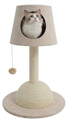 SMSOM Katzenbaum-Katzenturm mit natürlichen Sisal-Kratzer-Pfosten Katze Aktivitätsplattformmöbel mit hängendem Ball für Kätzchen kleine Katzen Klettern Spielen (Color : Beige)