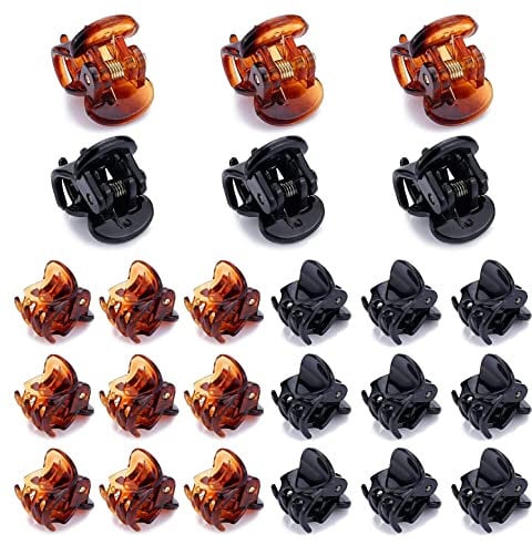 Thboxes 24 Pcs Mini Hair Clips, Black & Brown, 1.3cm x 1.5cm, Women's & Girls' Hair Accessories, 2 Colors