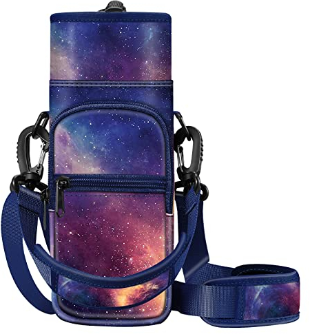 CaseBot Tragetasche für Wasserflaschen, Sport-Trinkflaschenhalter, mit Verstellbarer Schulter-Handschlaufe und 2 Taschen, für Männer und Frauen, Wandern, Camping, Reisen, Galaxy