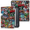 DINGGUAGUA Coque kobo Libra Colour 7 inch TPU Coque Étui kobo Libra 2 Liseuse eBook Housse avec Support Pliant Housse Protection Coque,Graffiti