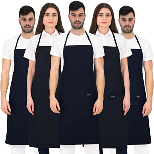PALLTEX BORAGO Delantal Cocina Hombre Delantal Cocina Mujer Delantales de Cocina, Manualidades, Pintura, Hornear, EN ISO 13688, Negro - 5 pcs