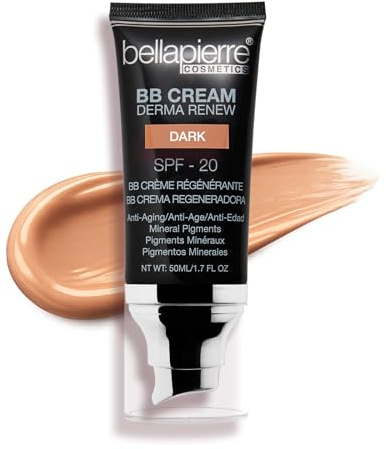 bellapierre BB-Creme mit LSF 20 – getönter Sonnenschutz, Concealer, matte Grundierung und feuchtigkeitsspendende Gesichtscreme | Ungiftig und parabenfrei | 50 ml - Dark