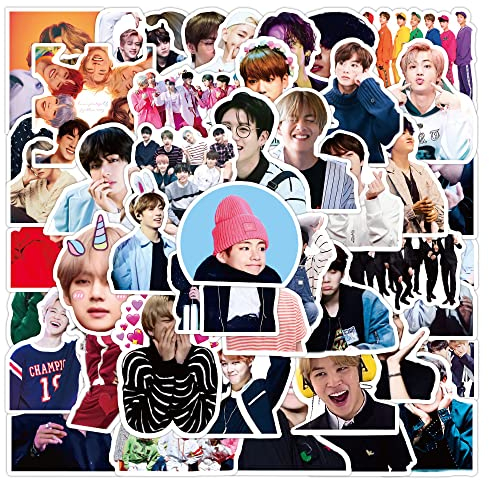 50 Stück Kpop BTS Aufkleber für Fotokarten Gitarre Gepäck Tagebuch Wasserflaschen Laptop coole trendige Graffiti Aufkleber wasserdichtes Vinyl ästhetische Kpop Fans Aufkleber für Teenager Mädchen
