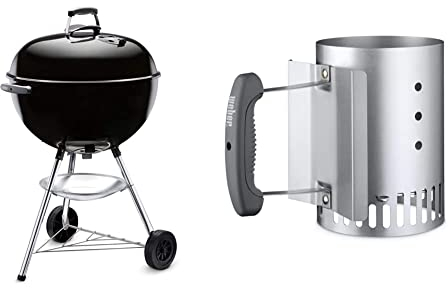 Weber 1331004 Bar B Kettle Barbecue à Charbon Noir 57 cm & Cheminée d’Allumage Compacte Rapidfire (20,32cm H x 14,73cm L x 26,42cm P), Métal