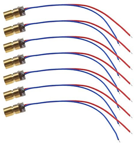 OTOTEC 20PCS 5V 650nm Less Than 5mW Red Dot Laser Head Red Laser Diode Laser Tube with Leads Head Outer Diameter 6mm for Level Instrument Ground Instrument 75mm Long