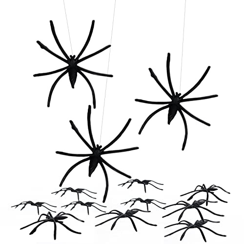 Halloween Deko Spinnen,100Pcs Schwarze Gruselige Plastik Spinnen,Mini Achtbeiner Halloween Horror Deko,für Halloween-Party, Spukhaus, Realistische Streichspinnen, Kinder Erwachsene Party Favors Gifts
