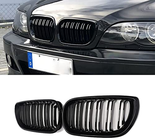 YIUBCZOQI E46 Rejillas de riñón Delantero para BMW serie 3 E46 Riñones 2002 2003 2004 2005 LCI Facelift E46 Parrillas Negro Brillante Doble Grlle