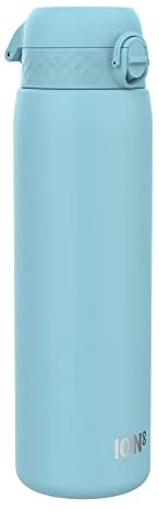 ION8 Lightweight 1 Litre Steel Water Bottle, Non-Insulated, Leak Proof, Easy to Open, Secure Lock, Dishwasher Safe, Flip Cover, Carry Handle, Ideal for Travel & Active Lifestyles, Alaskan Blue