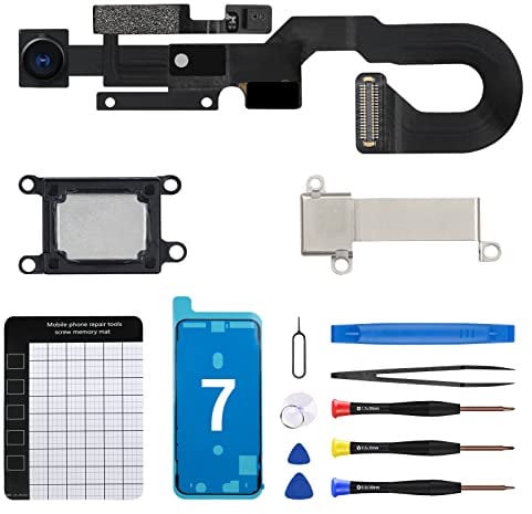 CYKJGS for iPhone 7 Ear Speaker Replacement Kit OEM with 7MP Facing Front Camera + Front Earpiece Module with Proximity Sensor Microphone Flex Part Ambient Light Fix Repair Tools A1660 A1778 A1779
