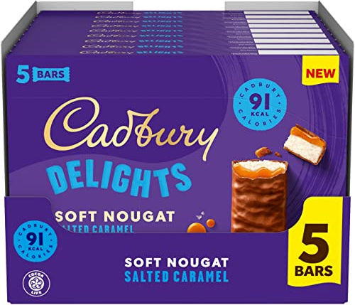 Cadbury Delights Soft Nougat Salted Caramel Bars 5 x 22g (Box of 9)