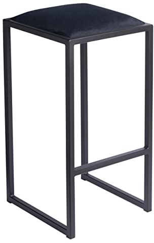 Barhocker Schwarz ohne Lehne 64 cm - Metall Barstuhl mit Gepolstertem Sitz - Loft Style