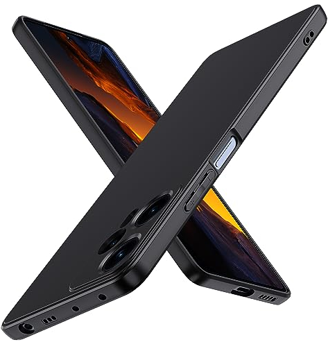 ivoler Noir Mat Coque pour Xiaomi Poco F5 avec Protection Caméra, Ultra Mince Étui de Protection en Silicone Antichoc, Souple TPU Anti-Rayures Bumper Housse