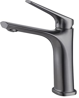 BiaoTeng Waschbecken Armaturen Grau Einhebelmischer Waschbecken Warm Und Kalt Grau Wasserhahn Badezimmer Messing Armatur Waschbecken Grau Wasserhahn Bad Grau Matt