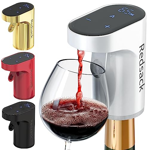 Distributeur Whisky Affichage Numérique,Decanteur Vin Electrique Aérateur,Doseur Alcool Automatique,Pompe à Boisson Intelligent,Pratique pour Mixer le Vin ou Boissons Cadeaux Uniques (Blanc)