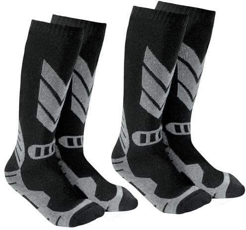 wanchel Warm Kids Ski Socks - 2 Pairs Merino Wool and Cotton Fix Material Skiing Socks, Knee High Winter Warm Snowboard Thermal Socks For Boys Girls Toddlers