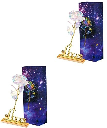 Garneck 2stücke Gold Foil Bunten Farben Mit Love Letter Basis Glühende Dekorative Blume Für Romantische Anlässe Wie Valentinstag Jubiläen Und Für Besondere