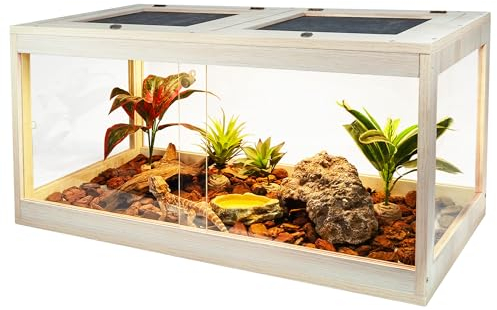 PROLEE 34 Gallonen Reptilien-Terrarium-Tank, 81,3 cm, Eidechsen-Tank, Bartagame-Tank mit Metallgitter-Dachtür, Schlangentank mit Schloss-Design