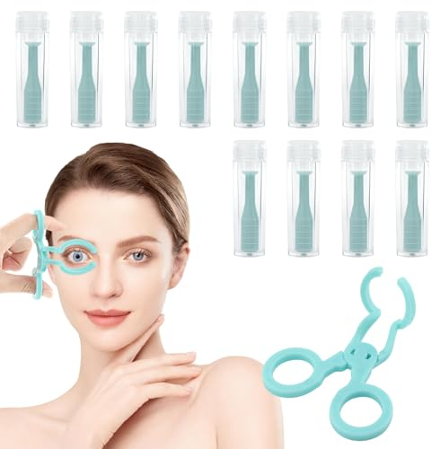 Jaeskeclip Kit de 13 herramientas para quitar lentes de contacto, ventosa de émbolo sin olor, taza de succión portátil con lentes de contacto, ayuda para viajes cortos (azul)