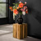RINGO-Living Teakholz Pflanzen Tisch Zola Beistelltisch 45cm, Industrial Pflanzen Hocker, Blumentopf Ständer für Wohnzimmer, Pflanztisch Holz, Pflanzenständer Säule, Blumenständer Massivholz Echtholz