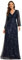 Ever-Pretty Women's Sequin A-Line V Neck Long Sheer Sleeves Tulle Evening Prom Dresses Navy Blue 20UK