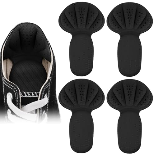2-In-1 Schaumstoff Fersenpolster Fersengriff Schuhpolster 2 Paar Selbstklebende Fersenpolstereinsätze für Zu Große Schuhe Weiche Netz-Fersengriffpolster Dicke Einlegesohlen Auf Der Rückseite (Schwarz)