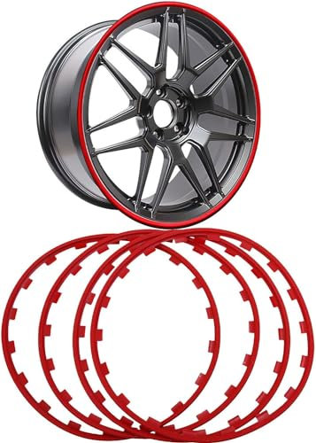 Salagt Auto-Fahrzeug-Felgen für Mercedes Benz, vierteiliger Schutzring, Reifenschutz-Dekor, Nylon-Anti-Kratz-Streifen(Color:Red,Size:19in)