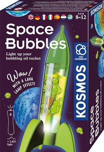 KOSMOS 617356 Space Bubbles, Mini Raketen-Lavalampe selbst Machen, Experimentierset für Kinder ab 8 Jahre, Mitbringexperiment, Mitbringsel für den Kindergeburtstag, mehrsprachige Anleitung