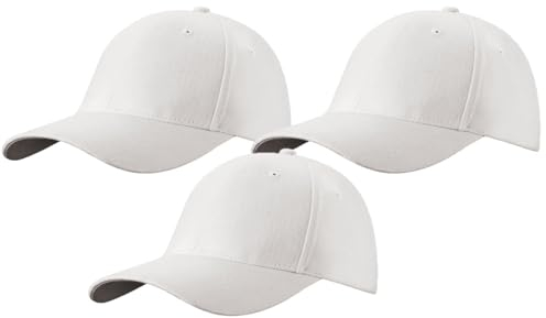 MFAZ Morefaz Ltd Set 3X Herren Baseballkappe Cap Verstellbarer Riemen Baseball Mütze (DE/NL/SE/PL, Alphanumerisch, M, XL, White)