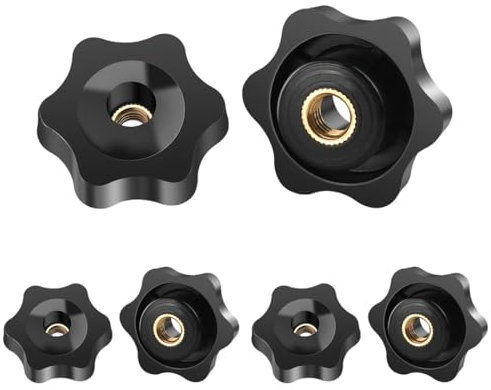 BOUMVID Sterngriffmutter M5 6 Stück, Flügelmutter Äußerer Durchmesser 25mm, Rändelschraube Innengewinde Messing, Sterngriff für Maschinen und Anlagen, Werkzeugmaschinen, Fitnessgeräte, Möbel