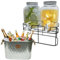 Trendi 2 x 4L Glass Drinks Dispenser with Taps and Metal Stand and 24L Cold Drinks GALVANISED Steel Oval Tub Outdoor ICE Bucket Cooler | Beverage Beer Lager Drink Pail Cocktails Parties