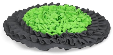 Eat Slow Live Longer Schnüffelmatte - Ø50 cm - Slowfeeder - Antischlingnapf - Fressnapf - Anti-Shake - Mit Zugschnur - Anti-Rutsch - Grau/Grün