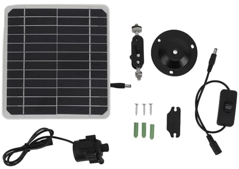 Kit Pompa Solare per Fontana, 800L/H 50W Pompa ad Acqua a Pannelli Solari per Piscina e Giardino, Funzionamento 24 Ore su Kit Pompa per Fontana con Pannello Solare con Regolazione dell'Interruttore