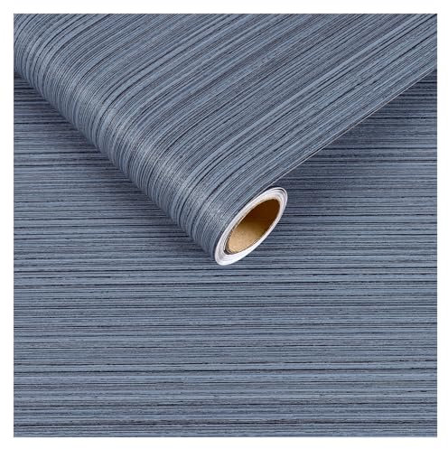 CRE8TIVE Papier peint en lin bleu - Papier peint autocollant noir - Pour meubles - Imitation gazon - Texture - Film décoratif - Film décoratif - Pour salon - Vintage - Chambre à coucher - Film