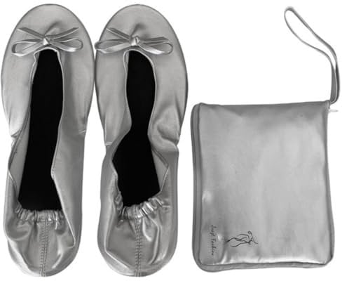 JUSZT FASHION, Fold up Shoes (Silver, UK Footwear Size System, Adult, Women, Numeric Range, Medium, 4, 5)