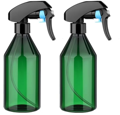 Symbah Plant Mister Green Spray Bottles, 300ML (2PCS) - Refillable Plastic Spray Bottles with Adjustable Nozzle to Plant Trigger Mister for Cleaning Solution Gardening Watering Kitchen Bath Hair