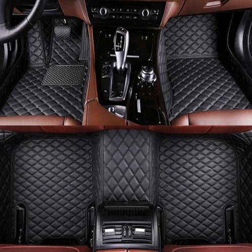 HNZZT Auto Fußmatten für BMW 7 Series F01 2013 2014 2015, Allwetter Tragen wasserdichte rutschfeste Leder Automatten,Black